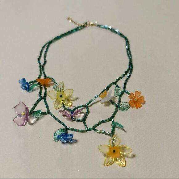 Boho flower necklace N675 - Picture 3 of 4